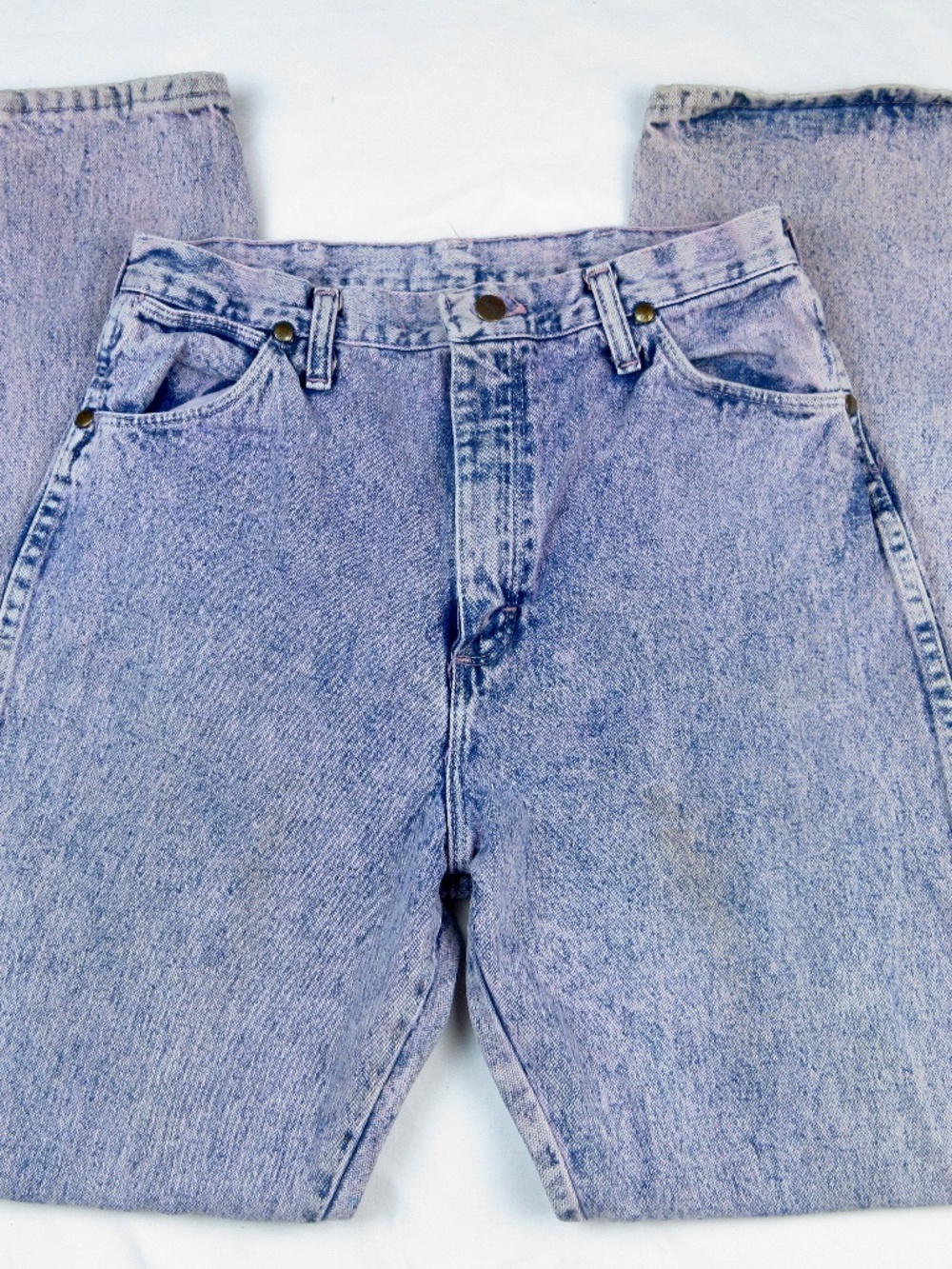 Vintage 1990s Womens Wrangler High Rise Jeans Acid Wash Purple 28" Waist Western